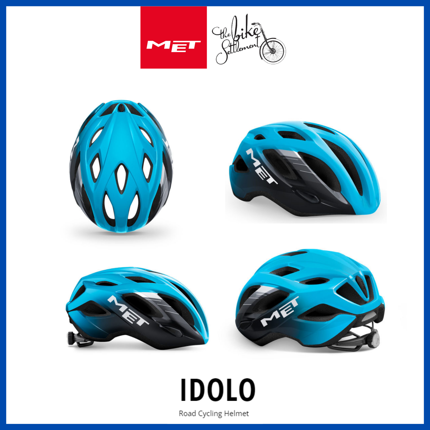 MET Idolo Road Cycling Helmet Cyan Black Glossy 