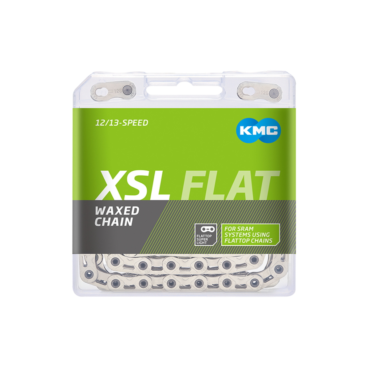 KMC XSL-Flat Waxed Chain 12/13-Speed 126 Links for SRAM T-Type / Flattop